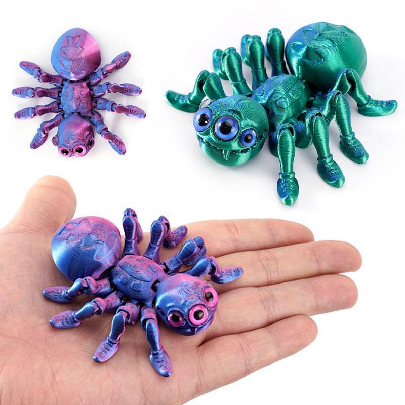 3D Printed Spider Animals Toy Realistic Colorful Spider Figurine Articulated Fidget Toy for Spider Lovers Halloween Home Decor