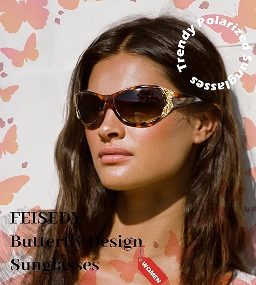 EyeconicFinds Women's Polarized Night Vision Glasses, Yellow Lens, Anti-glare, Safe Driving, B0103, Y2K Style, UV Protection, Sunglasses, B0078