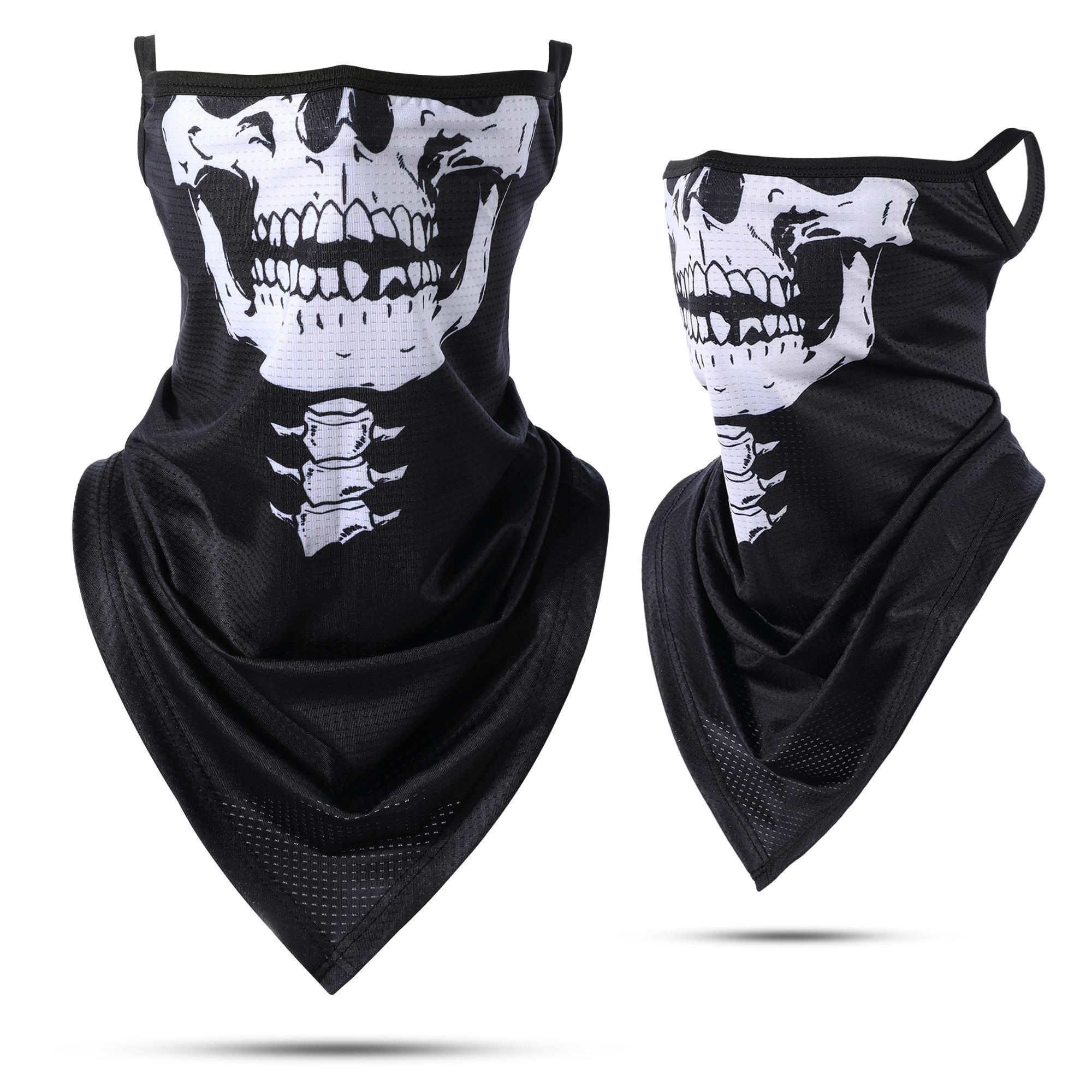 Summer Breathable Bandana Skull Printed Scarf Sun Protection Quick-drying Face Cover Reusable Mask Neck Gaiter Halloween Gift
