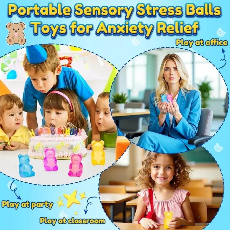 Soft Candy Bear Sensory Stress Relief Toy, Jelly Filled Squeeze Toy, Pressure Release Toy, Birthday Gift, Gift Bag Fillers