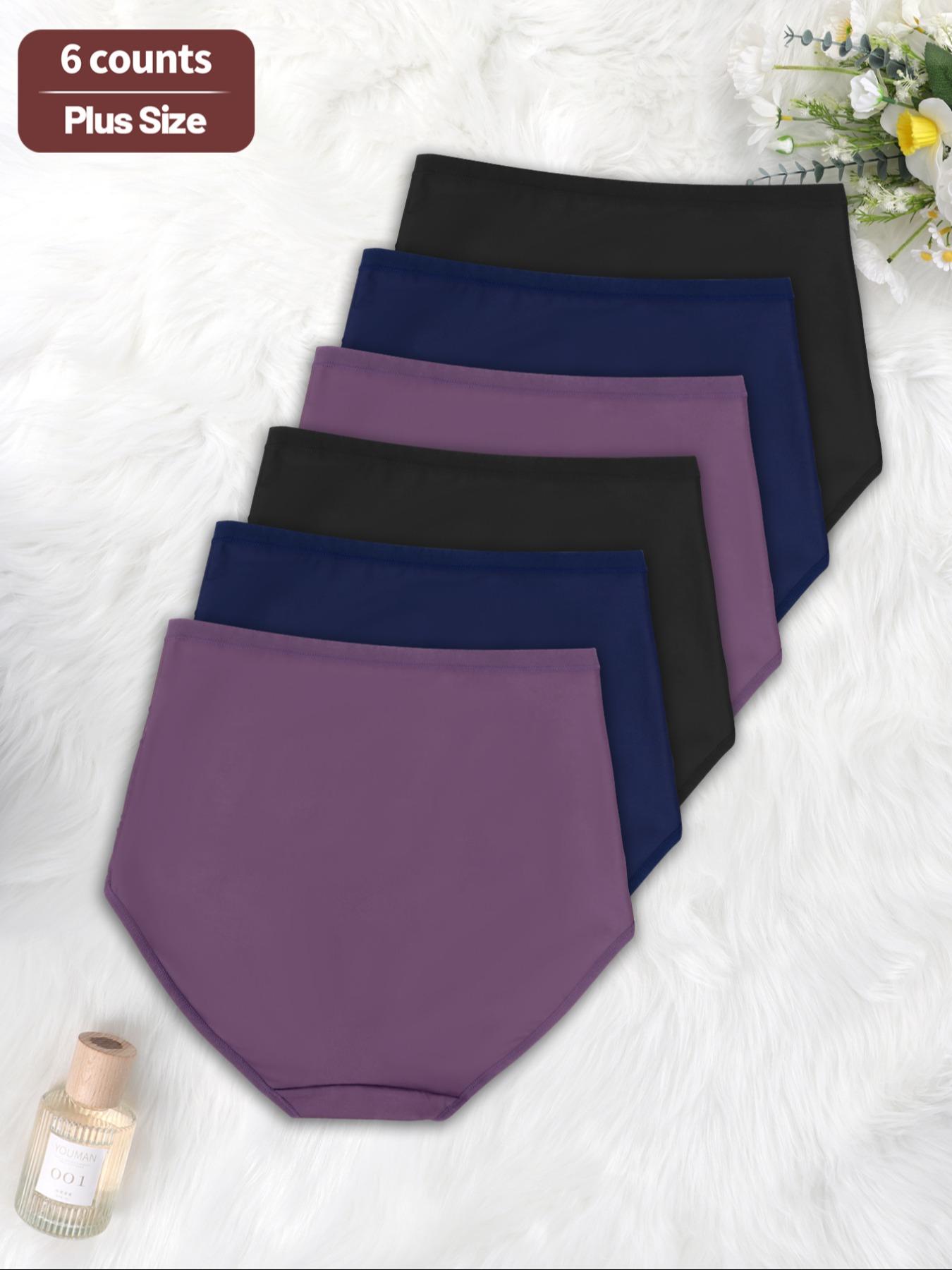 【Plus Size】 Letter Print High Waist Panties, Breathable Comfortable Briefs for Daily Wear, Women's Underwear for All Seasons