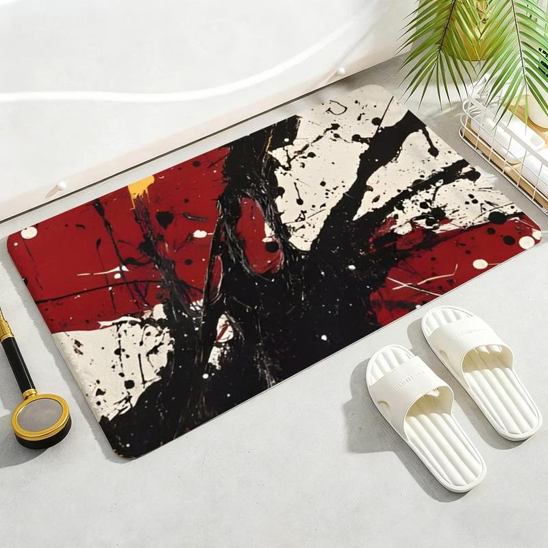 Abstract art J-Jackson P-Pollock Floor Mat Soft Thickened Flannel Door Mat Non-Slip Living Room Rug Home Decor