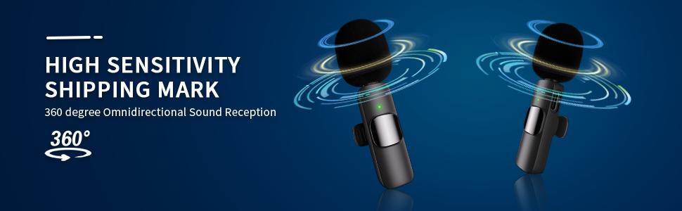 2 pcs Wireless Lavalier Microphones for iPhone, Android, iPad - Mini Wireless Clip-on Microphones Crystal Clear Sound Quality for Recording, Live Streaming,Vlog