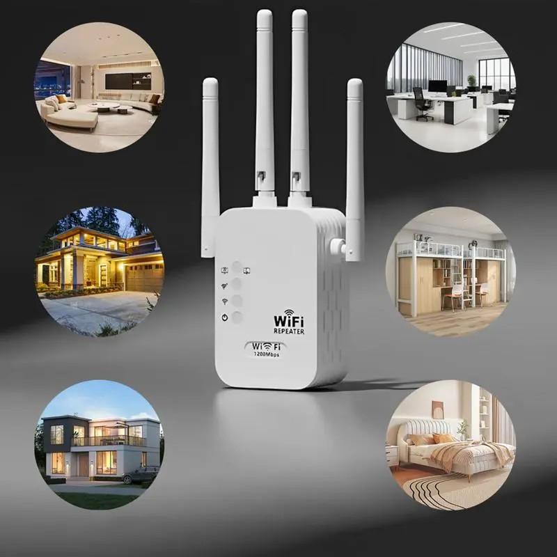 WiFi Extender 1200mbps Dual Band (5GHz/2.4GHz), Signal Booster Coverage 10,000 Sq Ft, 50 Devices, Ethernet Port, Us Plug, Wireless Signal Repeater