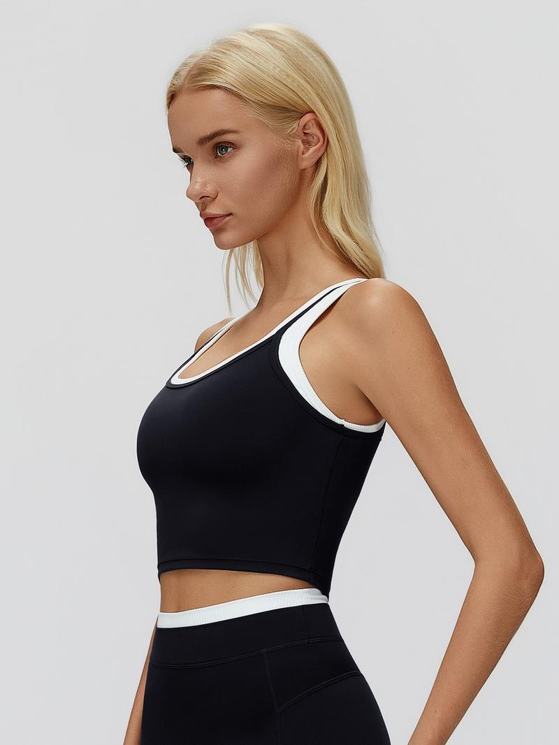 New Cross-Border Two-Piece Separated Vest Colorblock Nude Feel Fashion Casual Top Running Sports Bra, Stylish and Comfortable