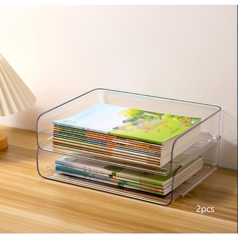 Stackable A4 document storage box, large-capacity assembled letter tray, desktop letter and document organizer, freestanding space-saving file rack, suitable for books, magazines and newspapers