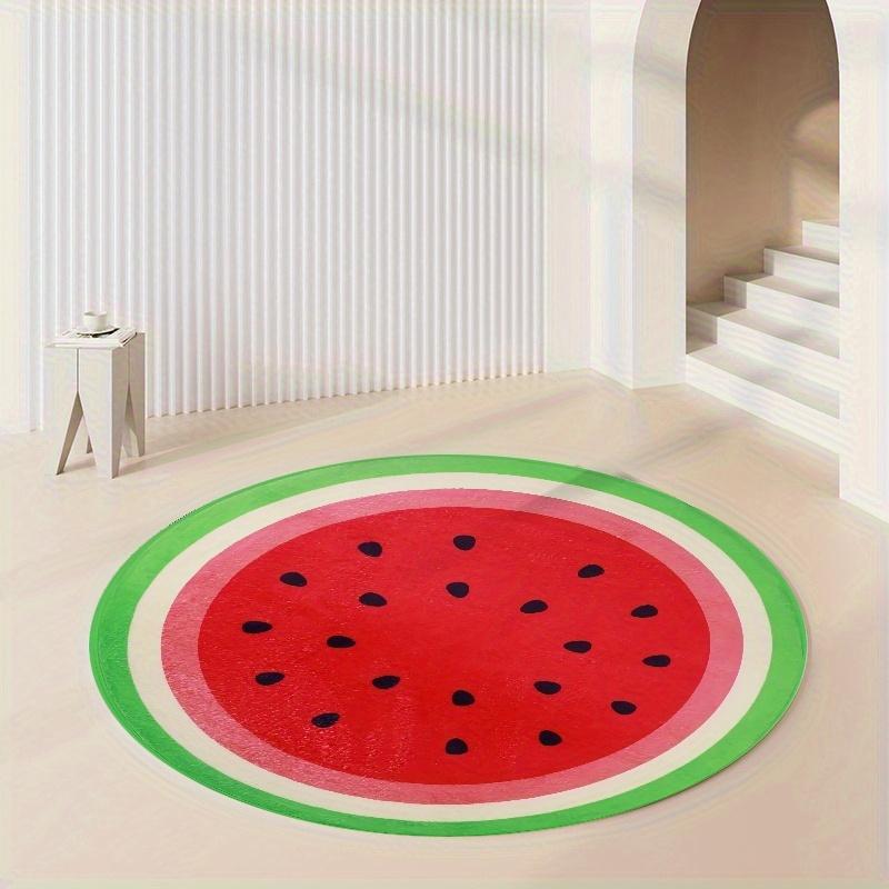 1pc Circular Rug 3ft Watermelon Pattern, Non-Slip Velvet Mat, 850g/m², Living Room/bathroom/bedroom/camping/picnic/yoga, Indoor Outdoor Use, Artistic Design