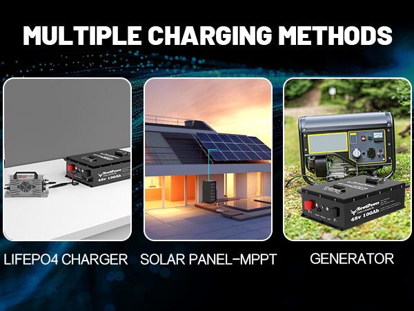 48V 100Ah Golf Cart LiFePO4 Battery with APP & Chager & Monitor, 10KW Continuous Power Lithium Battery with 200A BMS, Up to 10000+ Rechargeable Cycles, Perfect for golf cart