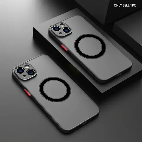 Magnetic Wireless Charging Armor Phone Case, TPU Smartphone Casing, Shockproof Protector, Shockproof PC Camera Protective Hard Cover, Phone Accessories Compatible with iPhone 11 12 13 14 15 16 17Air/17 , Casing