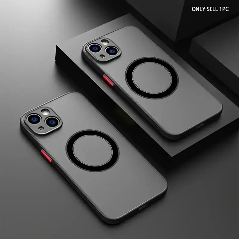 Magnetic Wireless Charging Armor Phone Case, TPU Smartphone Casing, Shockproof Protector, Shockproof PC Camera Protective Hard Cover, Phone Accessories Compatible with iPhone 11 12 13 14 15 16 17Air/17 , Casing