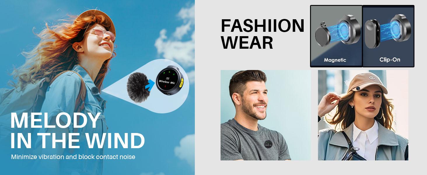 2Pack Wireless Lavalier Microphone for iPhone 16 15 iPad Android with Charge Case, Mini Clip/Magnetic Mic for Lightning/USB-C Smart Device Video Recording, Vlogging, YouTube, Interviews, 300FT