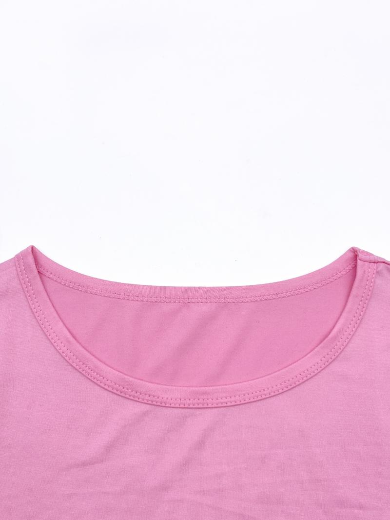 Women's Slim-Fit Short Sleeve Crop Top, Casual Plain Design, Perfect for Daily Wear & Outdoor Activities, All Seasons Fashion
