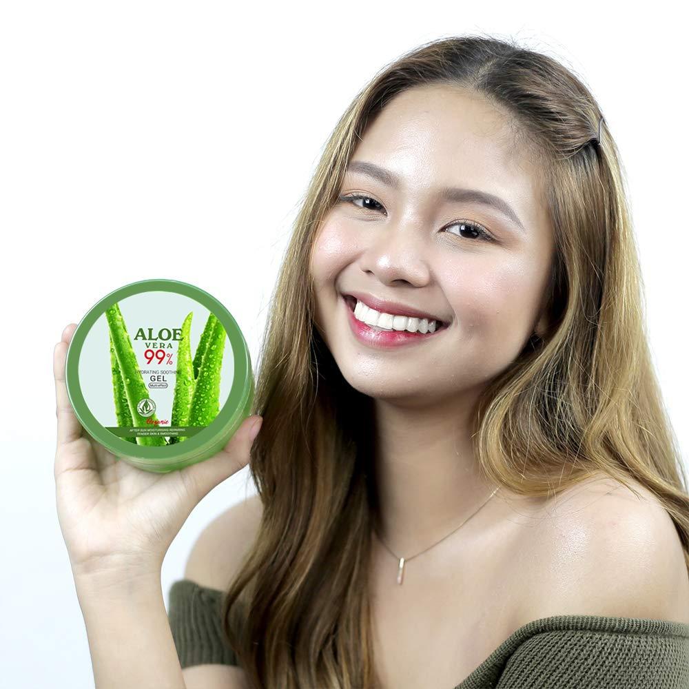 Pure Organic Aloe Vera Gel Made within 12 Hours of Harvest for Face, Body, Scalp, & Hair - Soothing Hydrating Aloe Gel, 10.58oz Gentle Skincare