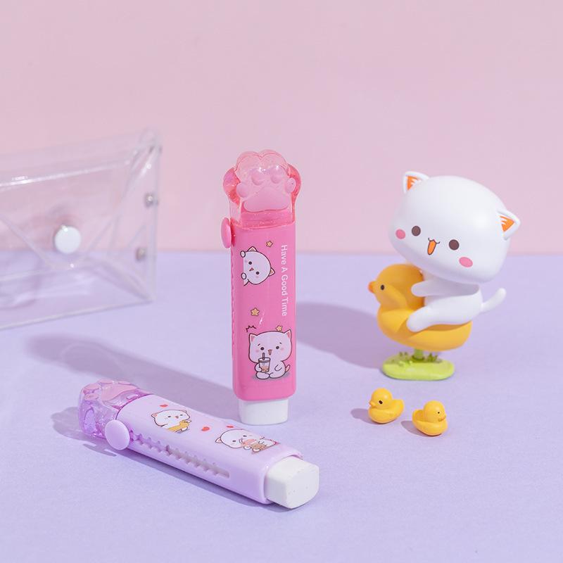 Cute Cat Paw Design Rubber Pencil Eraser, Perfect Gift for Girls & Students, Fun School Supplies Stationery Accessory