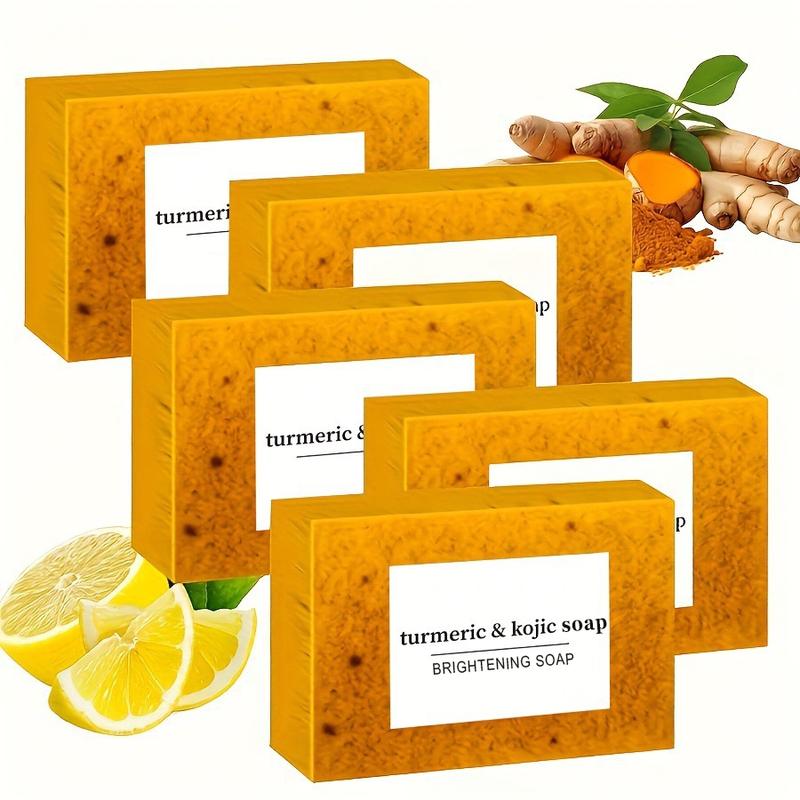2/3/5pcs Turmeric Soap Lemon Soap Kojic Acid Soap, 100g Per Bar, Alcohol-Free Suitable for All Skin Types, Deep Moisturizing Cleansing Hand Face Wash