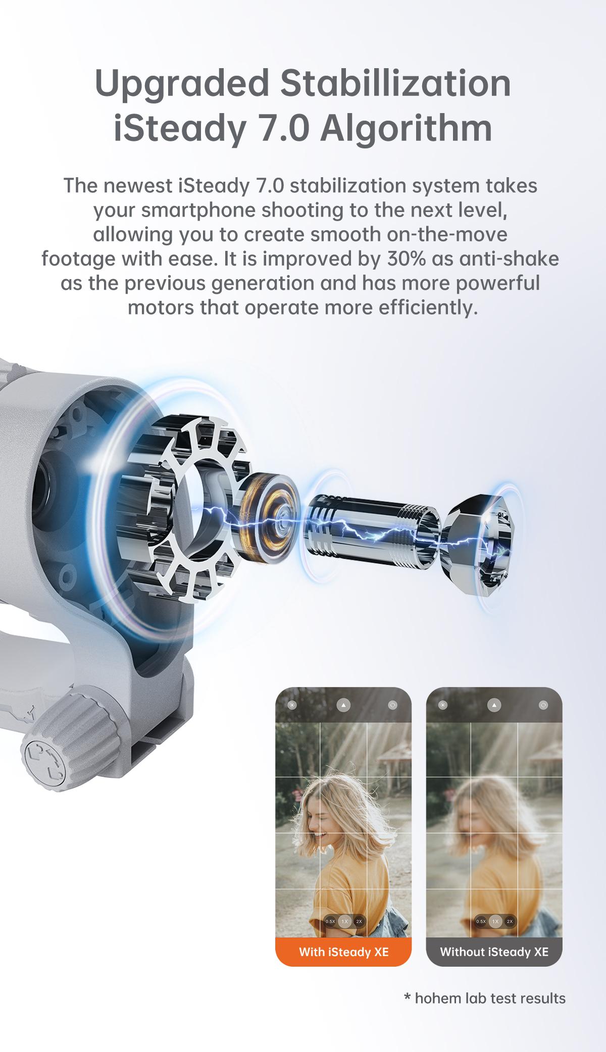 Hohem iSteady XE Kit Gimbal Stabilizer for Smartphone, 3-Axis Gimbal for iPhone 17 series & Android with Magnetic Adjustable Fill Light, Portable & Foldable Stabilizer for Video Recording