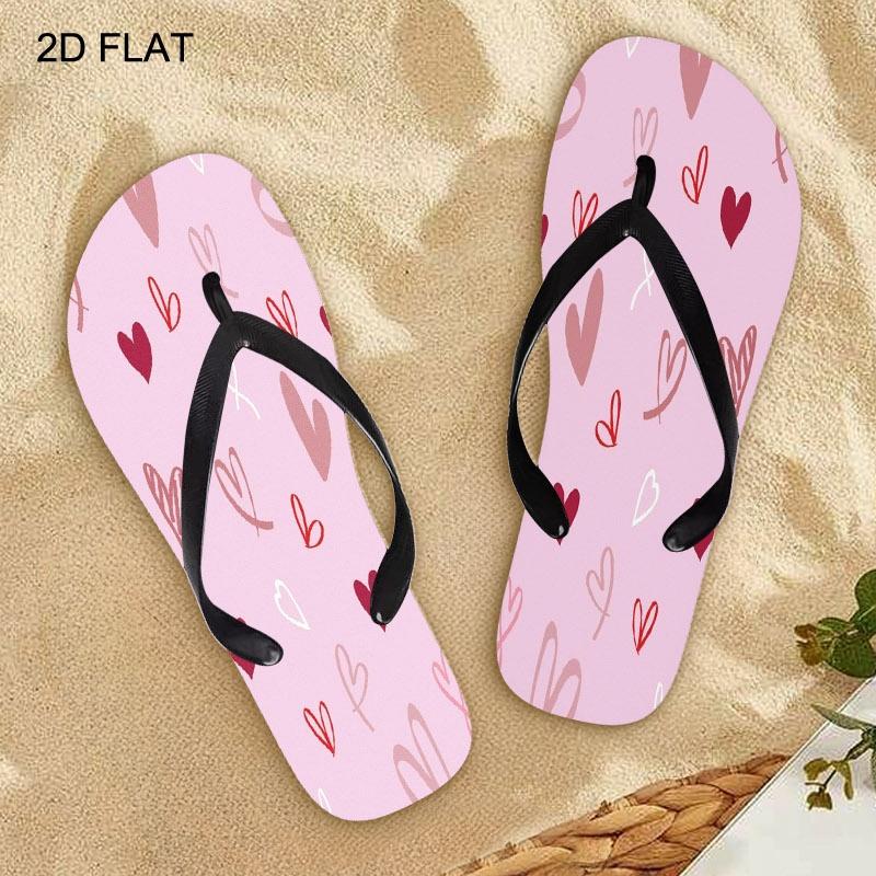 Women's Flip - Flops, Multiple Colors & Sizes Available, Heart - Patterned Design, Comfortable & Stylish, Suitable for Summer Beach & Daily Wear, Romantic & Playful Style, Women Shoes
