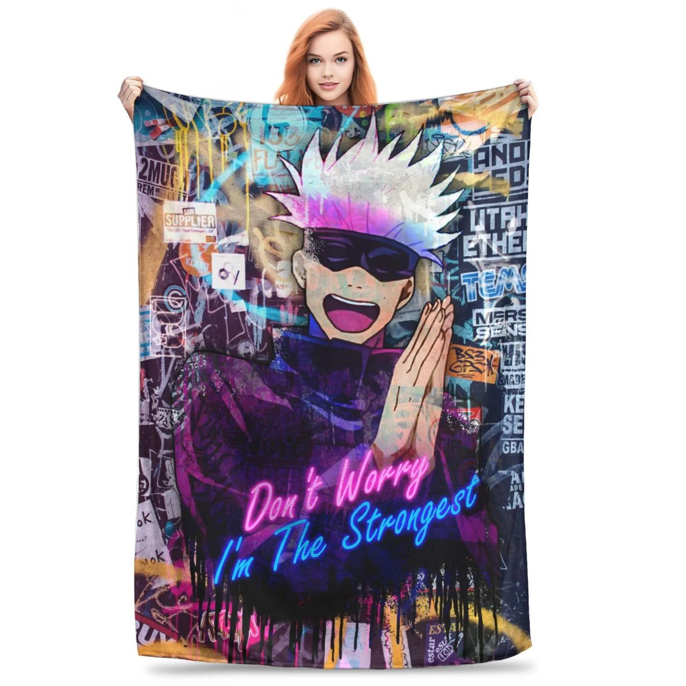 Satoru Gojo Throw Blanket for Couch Soft Fuzzy Plush Blanket 50x60 Inch Anime Inspired Bedspread All Seasons Cozy Warm Flannel Throw Blanket for Sofa Bed Room Decor, Anime Gift, Christmas Birthday Gift, TikTok Made Me Buy It