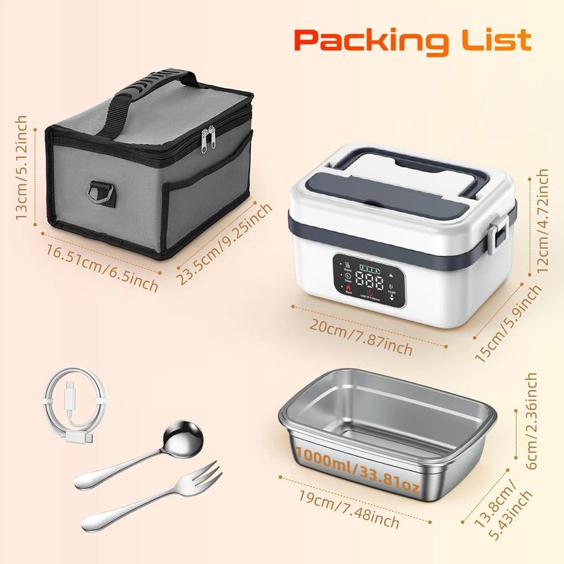Self-Heating Food Heater, Rechargeable Portable Lunch Box for Office, Travel, Car, Picnic & Outdoor Use, Easy and Convenient Meal Prep, Thermal Lunch Boxes Self-Heating Food Heater, Rechargeable Portable Lunch Box for Office, Travel, Car, Picnic & Outdoor Use, Easy and Convenient Meal Prep, Thermal Lunch Boxes