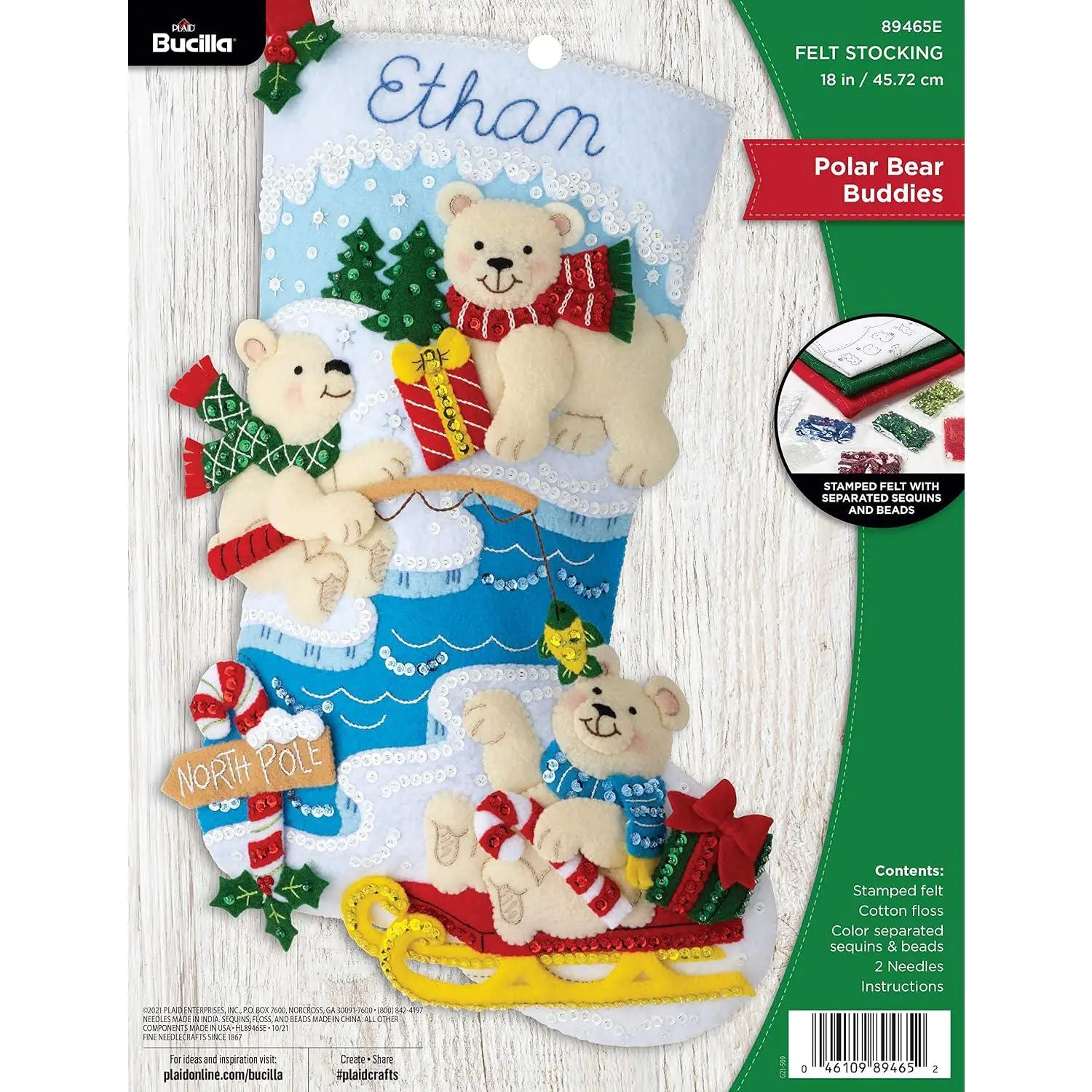Felt Applique Stocking Kit 18 in Polar Bear Buddies