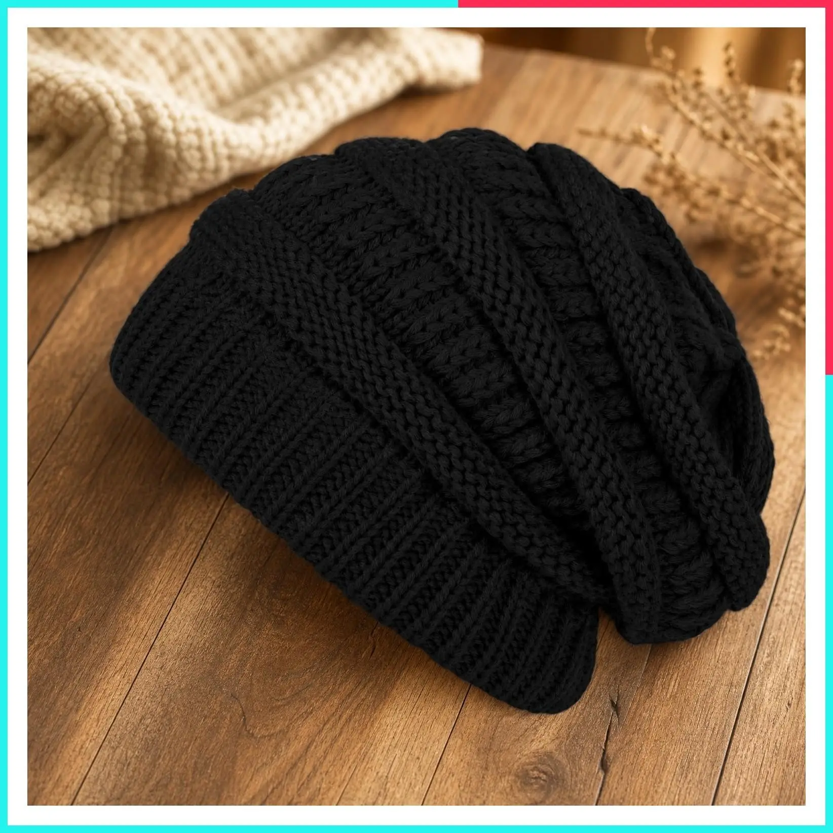 Women's Cozy Slouchy Cable Knit Beanie - Chunky Thick Warm Winter Hat, Cold Weather Stocking Cap, Gift for Ladies