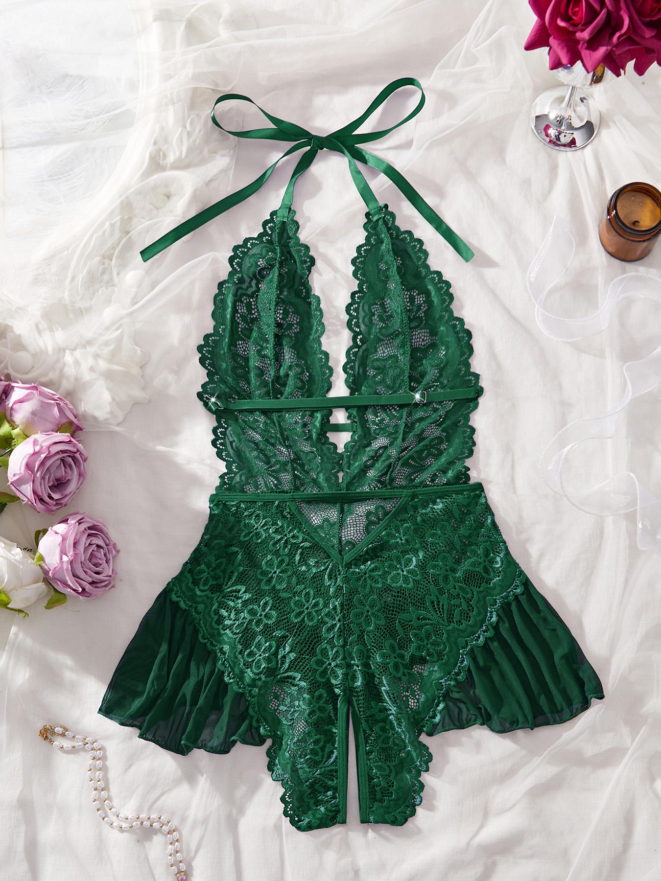 [Plus Size] Lace Bodysuit, Casual Comfy Breathable Sleepwear for Women, Women's Plus Size Sleepwear for Summer