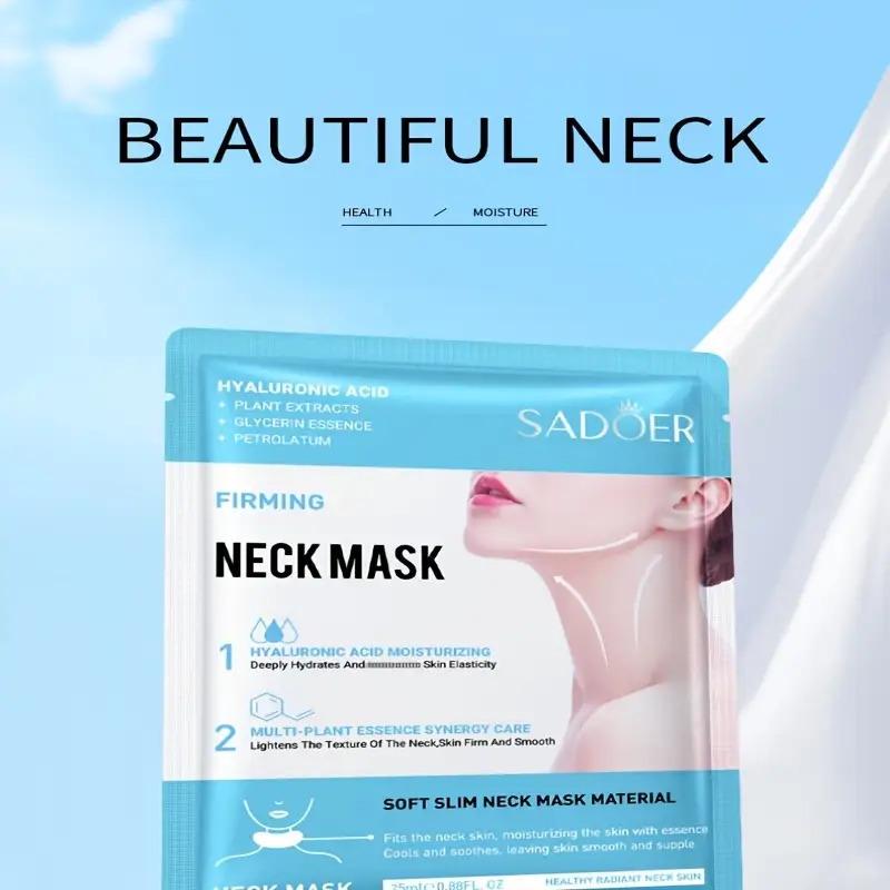 10pcs Sadoer Neck Masks with Glycerin & Hyaluronic Acid - Moisturizing Neck Care Sleek Packaging, Ideal Gift for Office Workers & Tech Users, Neck Mask for Face, Light Beige Hydration, Skincare Routine Hydrating Skincare, Skincare Enthusiasts,