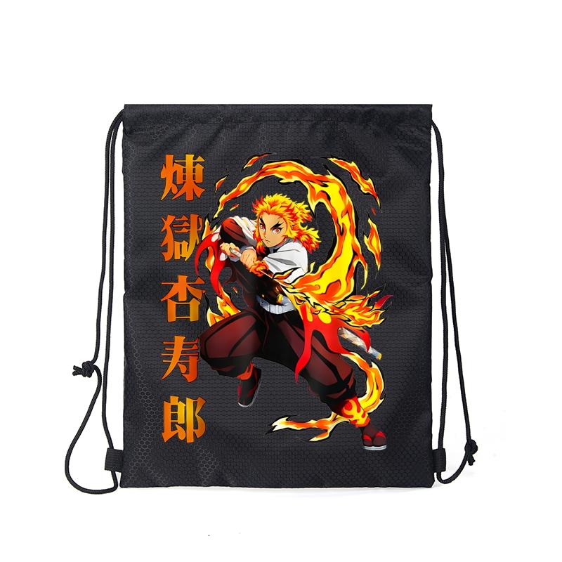 Flaming Sword Anime Character Print Drawstring Backpack for Casual Use School Sports Gym Bag Lightweight Durable for Teens and Young Adults Perfect Birthday Christmas Halloween Gift for Animation and Manga Enthusiasts