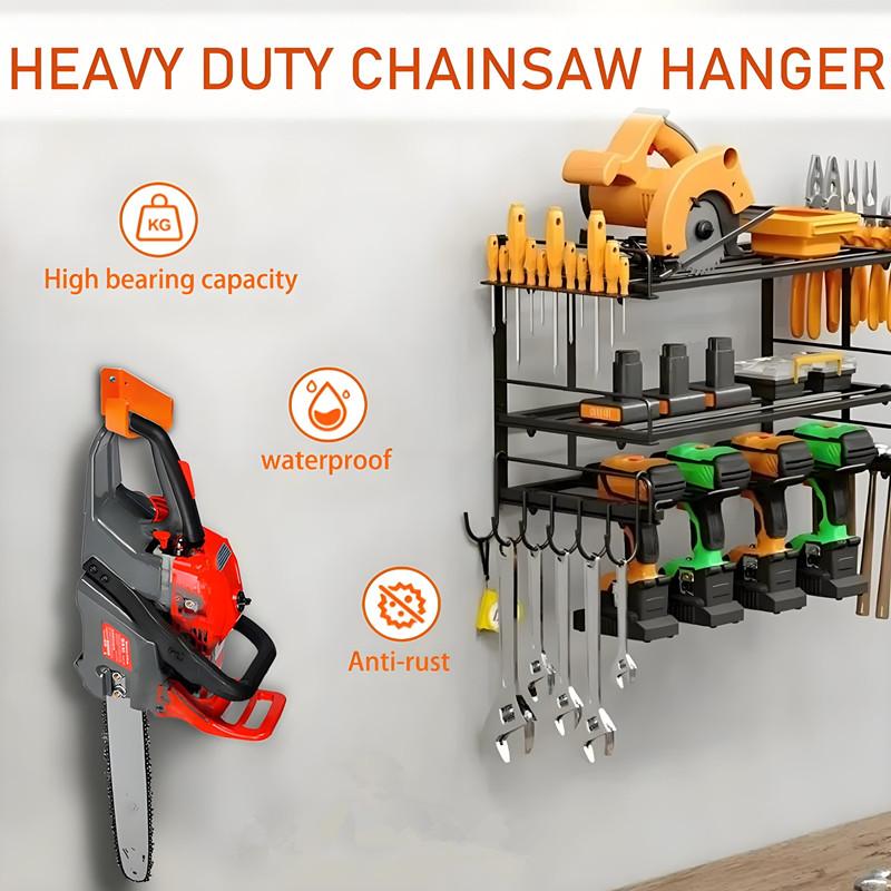 Chainsaw Stand, Wall Mount Display Rack for Garden Garage, Includes Anchors and Screw Kit, Durable Chainsaw Holder