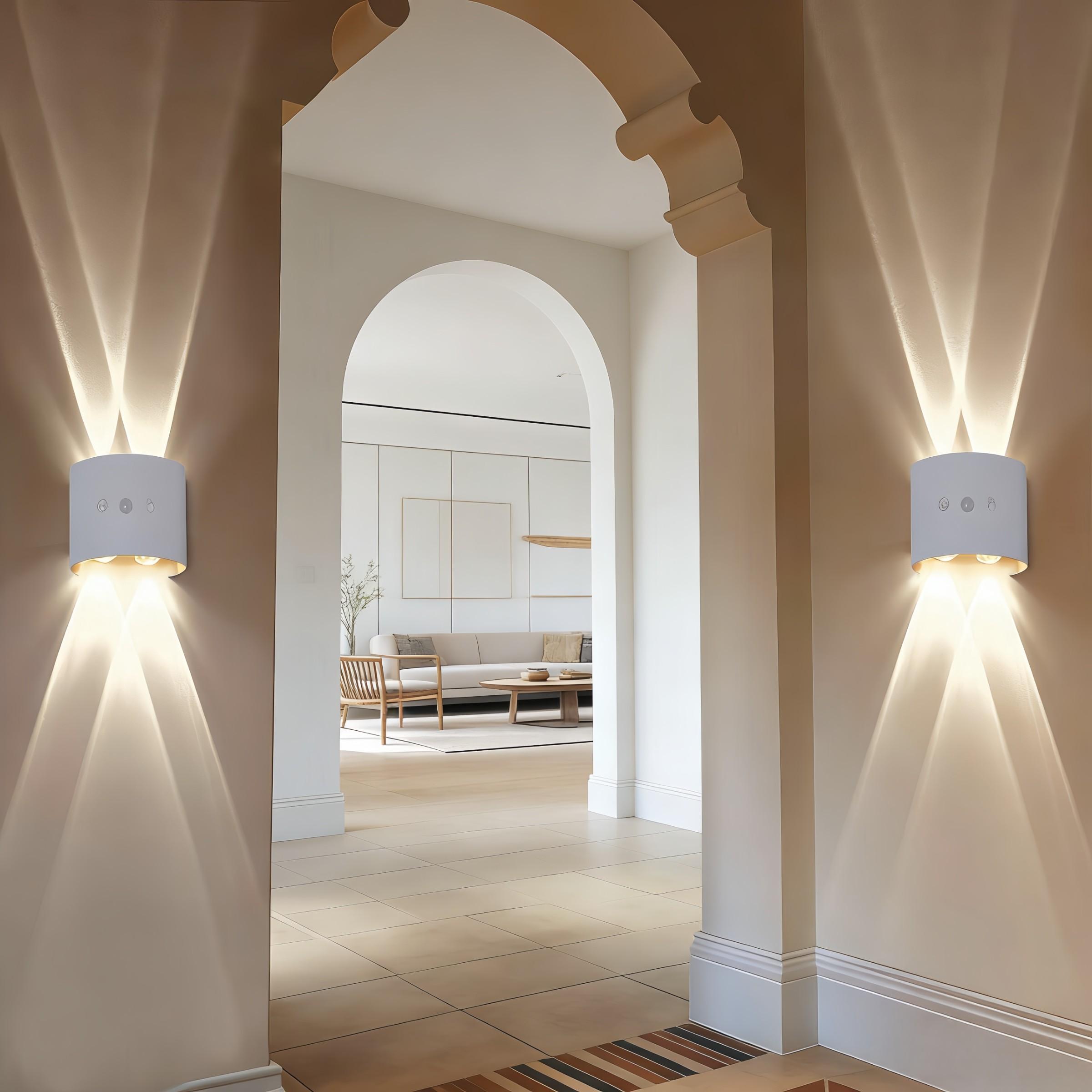 USB Rechargeable Motion Sensor Night Light, Touch Control, Adjustable 3 Color LED Step Lamp, Wall Mounted Wireless LED Night Light