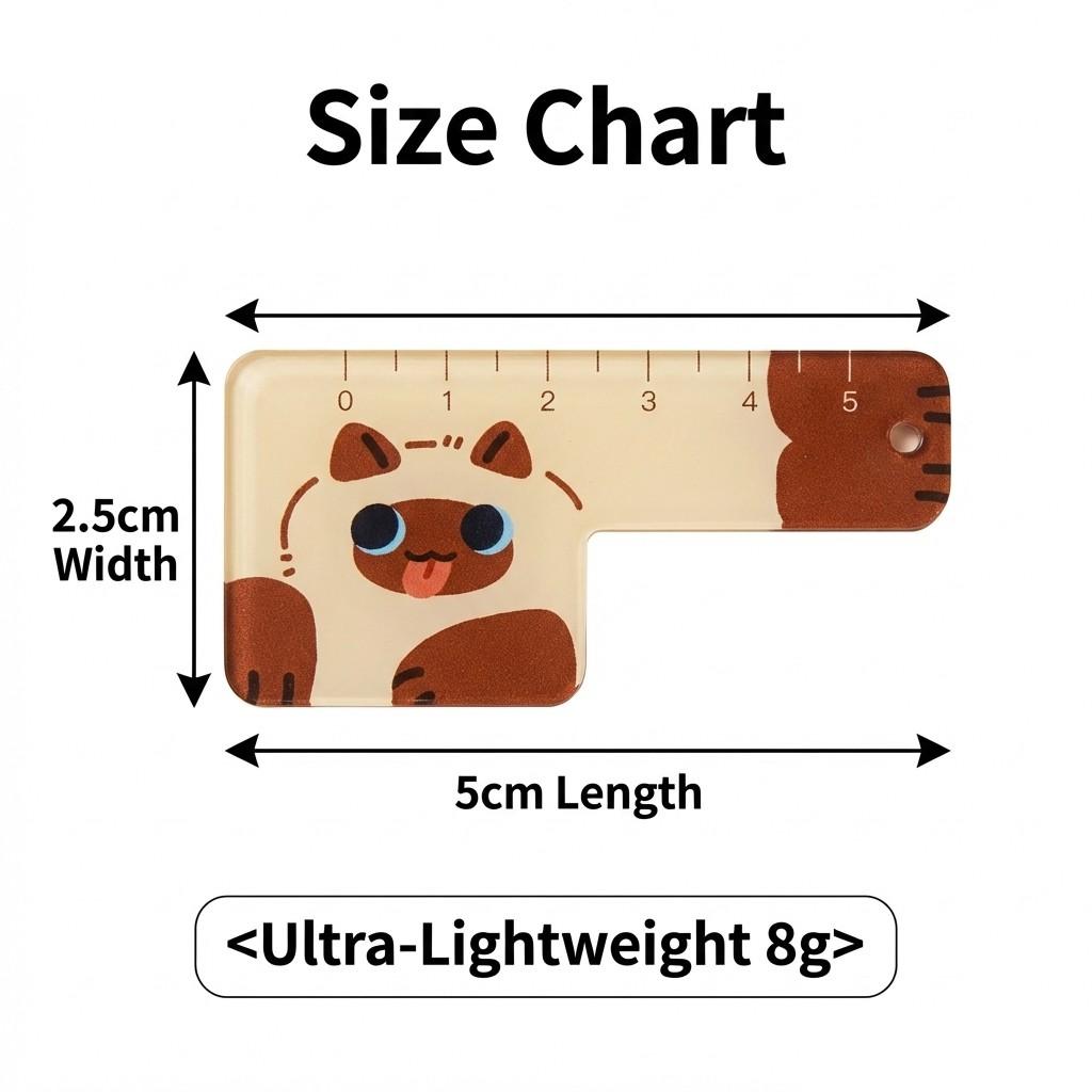 5 Piece Set Portable DIY Mini Acrylic Cartoon Ruler for Elementary School Grades 3-4, Fits Pocket or Pencil Case, Convenient and Fun Learning Tool