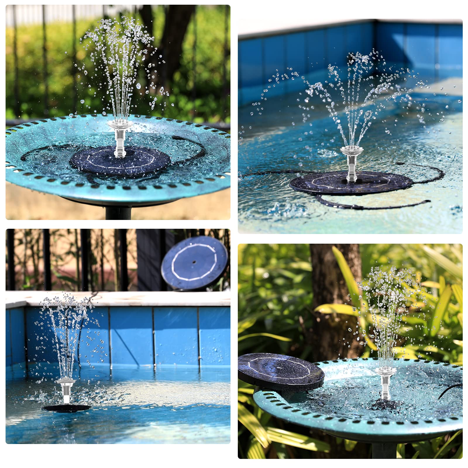 Solar Fountain Pump, Build Your Outdoor Water Feature with Multiple Nozzles for Gardens, Ponds, Fish Tanks and Aquariums DIY Decorative Solar Fountain Pump, Build Your Outdoor Water Feature with Multiple Nozzles for Gardens, Ponds, Fish Tanks and Aquariums DIY Decorative