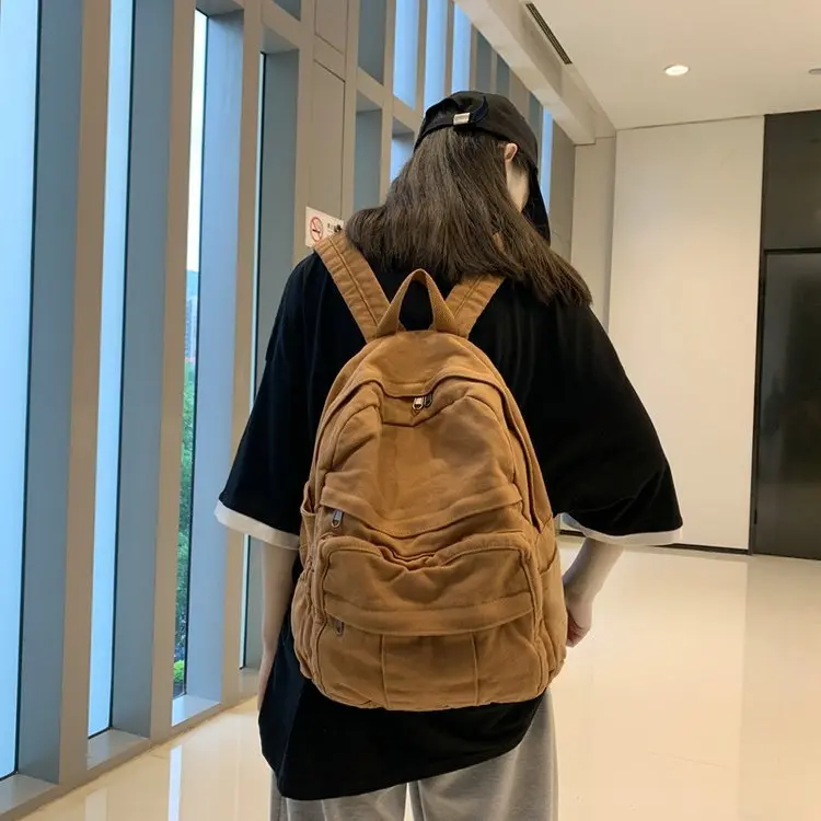 Women's Canvas Laptop Backpack – Travel Backpack, Vintage-Style School Backpack, Suitable for Students