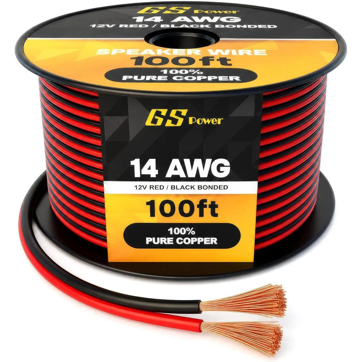 14 AWG Pure OFC Copper Automotive Speaker Wire Spool, 100ft Length, Accessories for Car