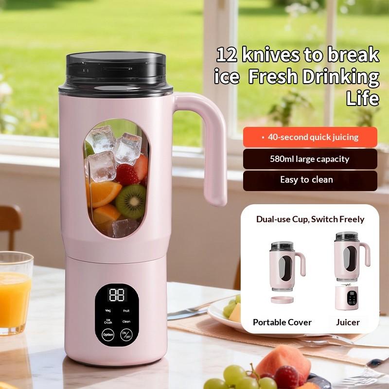 Portable USB Rechargeable Juicer, Small Juice Maker for Smoothies and Milkshakes, Mini Ice Crusher, 4 Modes, 580ML Capacity, Easy Clean, Travel Friendly