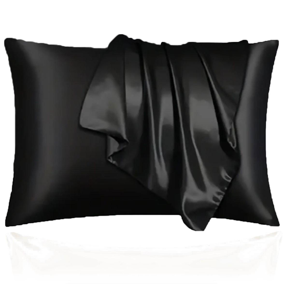 2-Piece Set of Solid Black Satin Pillowcases, Skin-Friendly and Breathable Pillowcases (Unfilled), Soft and Comfortable Home, Bedroom, and Dorm Bedding Accessories, Cool and Smooth to the Touch, Keep Your Bedroom Cool, Bedroom Decor, Silky Satin Bedding