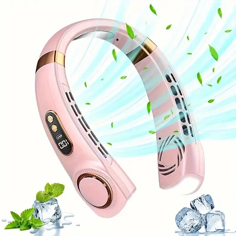 2026 Upgraded Bladeless Neck Fan, Portable Neck Air Conditioner, 360° Cooling USB Rechargeable, 5 Speeds Quiet Fan for Outdoor Sports Travel Office