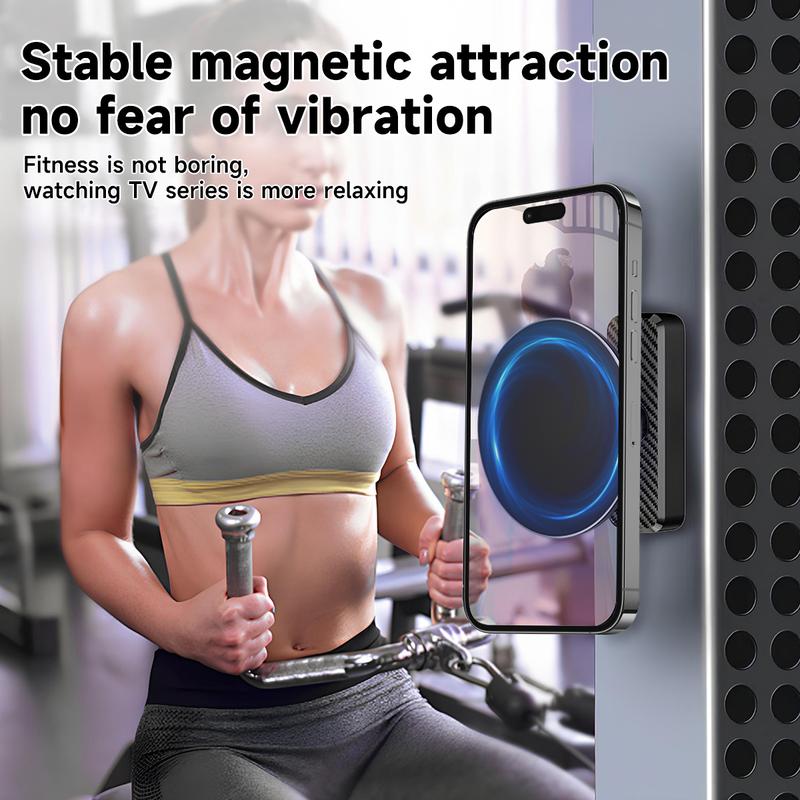 Dual Magnetic Phone Holder for Gym, 360 Adjustable Gym Phone Holder Magnet Compatible with MagSafe & iPhone 12-17 Series, Portable Phone Mount for Gym/Golf Cart/Car, Gym Accessories for Men Women