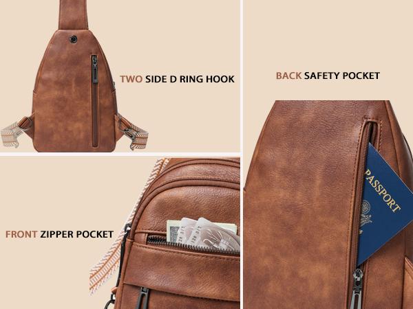 Leresas Crossbody Bag for Women Men, 7L Vegan Leather Shoulder Bag, Anti-Theft Crossbody Purse Analog Bag, Small Sling Backpack Chest Bags with Adjustable Strap, Everyday Bag for Travel Essentials Work, Ideal Gifts for Birthday Festivals Anniversaries