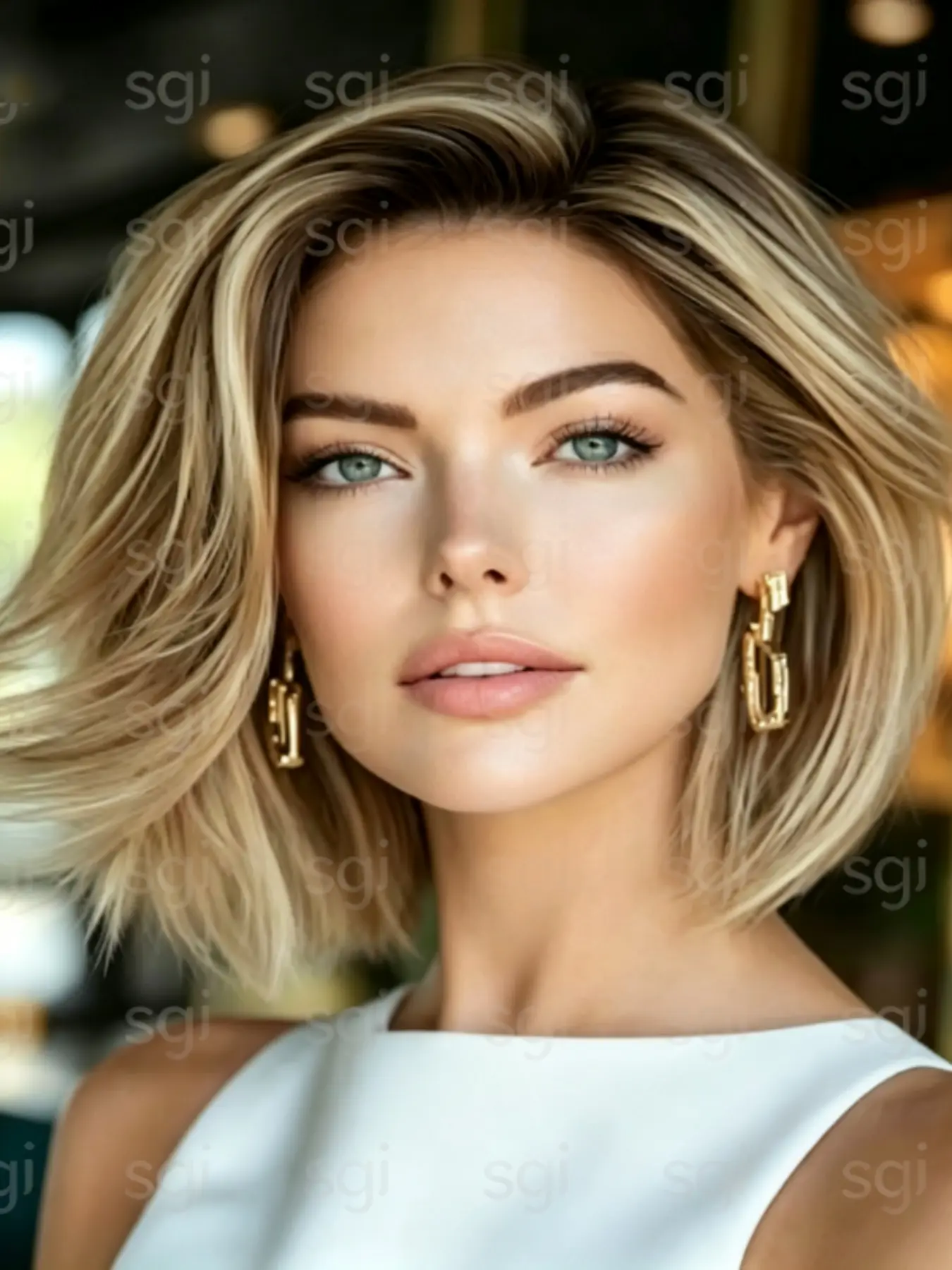 14-Inch Short Bob 13x4 Front Lace Wig, 100% Human Hair, Ombre Highlight Blonde Soft Shiny Body Wavy Short Hair, 150 Density, Pre-Blended Baby Hair, Natural Look, Women's Daily Wear