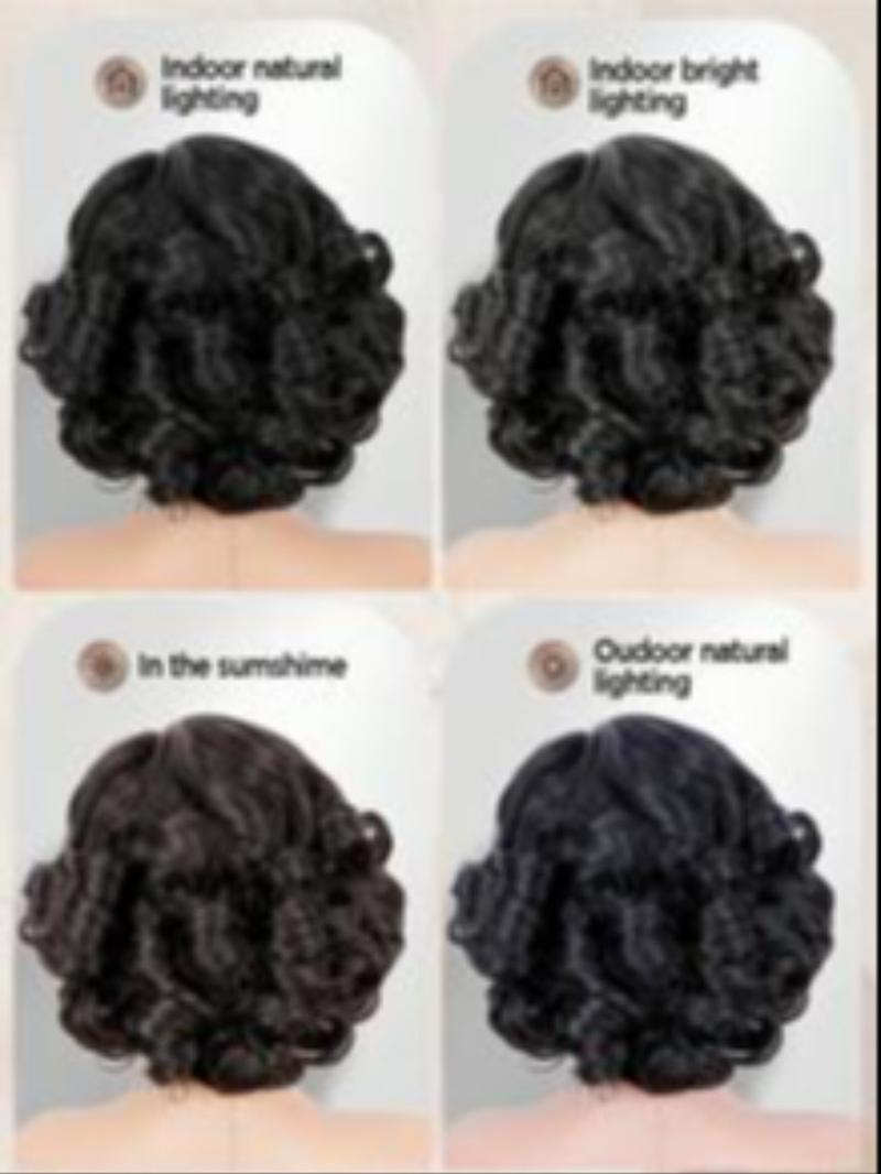 Women's Short Curly Bob Wig, Large Curl Puffy Wave Side Part Synthetic Hair, Natural Look Daily Wear, Easy Maintenance & Stylish Design