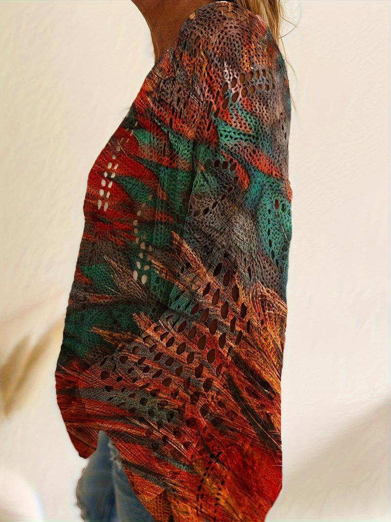 Women's V Neck Long Sleeve Knit Top, Casual Loose Fit Design, Perfect for Spring Summer Fall Winter Seasons, Stylish & Comfortable Wear, Lightweight Knit Sweater