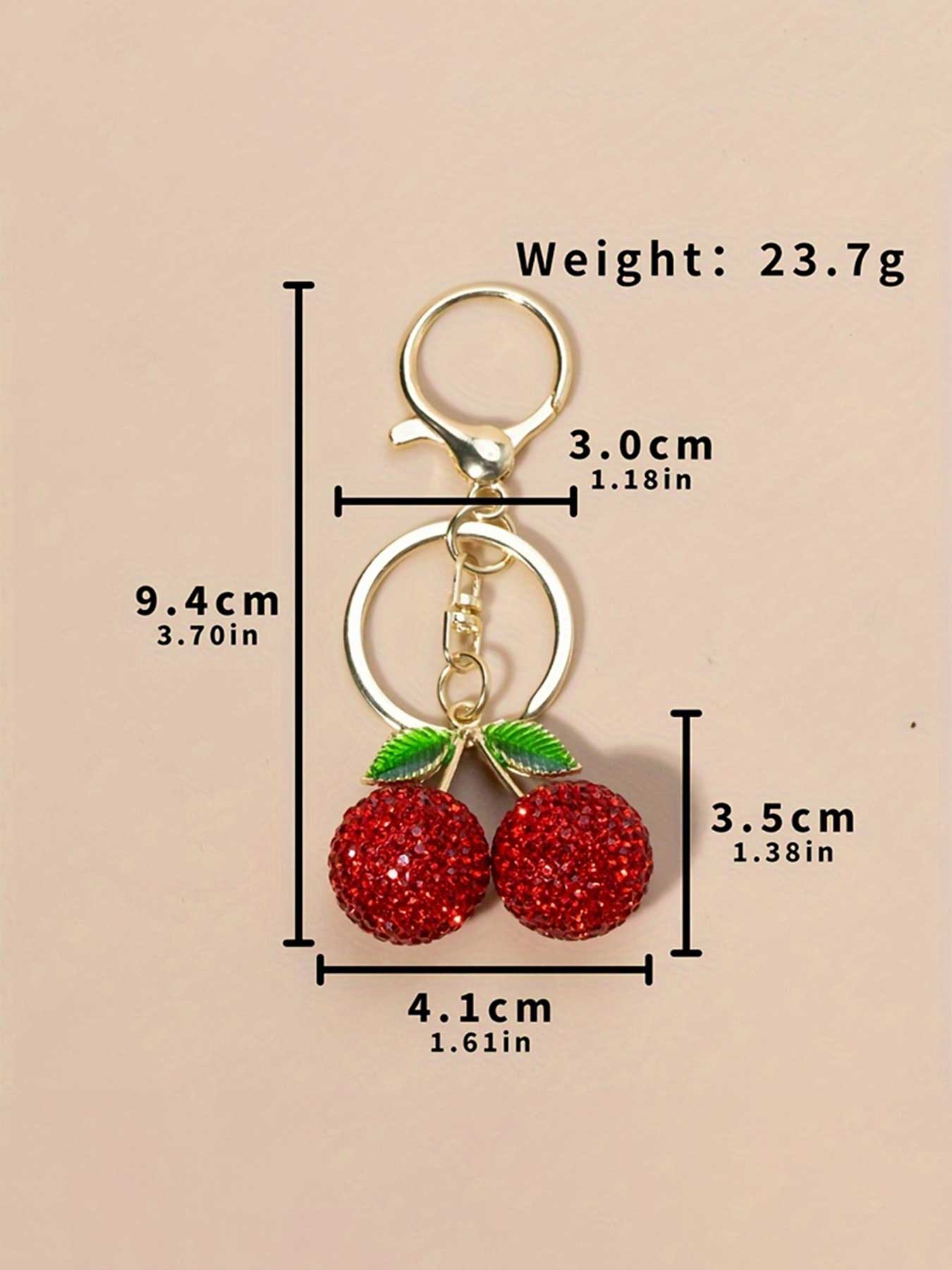 Cute Rhinestone Cherry Keychain with Red & Pink Glitter-Studded Cherry Pendant Women's Cherry Keyring Rhinestone Fruit Charms Trendy Cute Keychain Bag Keychain Backpack Handbag Bag Chain Accessory Jewelry Valentine's Day Gift Bling Bling Keychains