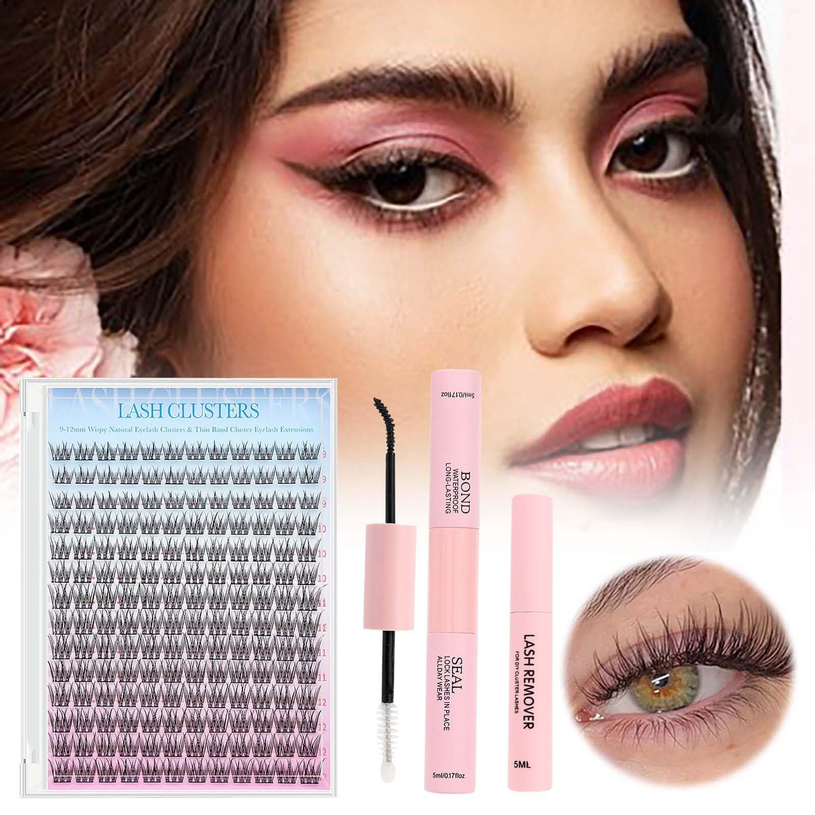 Natural Lash Extension Kit 168Pcs Eyelash Extensions Kit Individual LashesExtensions withLash Bond & Seal & Tweezersfor Beginners cluster applicator makeupcosmetic cosmetic Gentle eyelashes &adhesives 0.05mm cluster kit volume eyelash cluster
