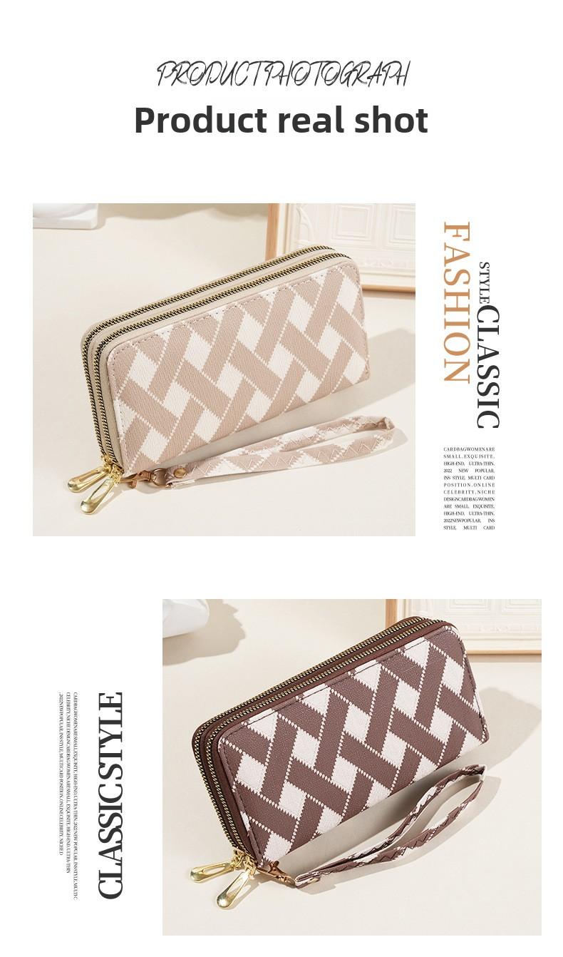 2026 New Women Wallet Korean Fashion Stripe Design Large Capacity Zipper Phone Purse with Multiple Card Slots and Coin Pocket
