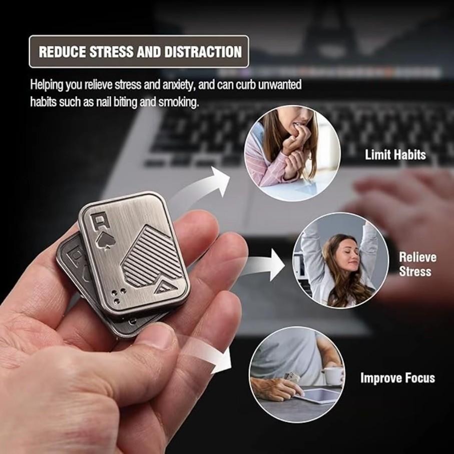 Stress Relief Tool! Poker Card Shape Metal Push Toy, Adult Edc Finger Stress Reliever, Anxiety Relief, Focus Improvement, Portable