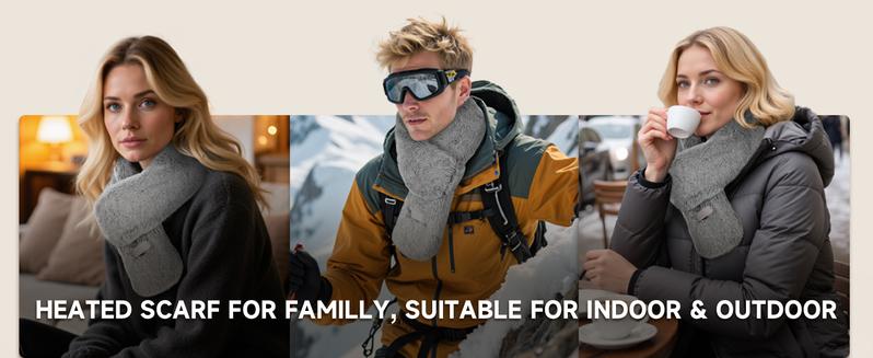 Heated Scarf with 3 Temperature Settings, Portable Charging Battery Included, Easy Operation, Fashionable & Warm Accessory