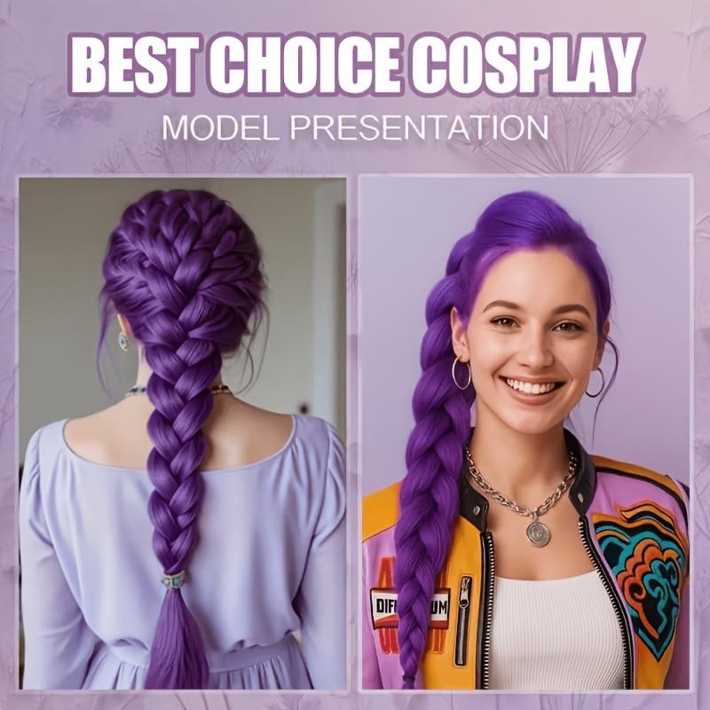 Anime Long Hair Fishbone Braid Hair Clip Ponytail Wig, Heat Resistant Fiber, Wavy Design, Ideal for Adult Women, K-Style, Cosplay, Festive Wear