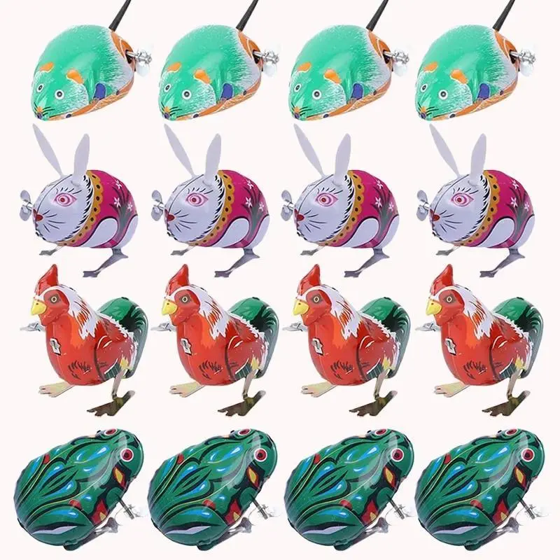 Wind-up Toys Clockwork Tin Toys Frog Rabbit Mouse Rooster Children Team Competition Game Prizes Nostalgic Souvenirs Gifts TMZ