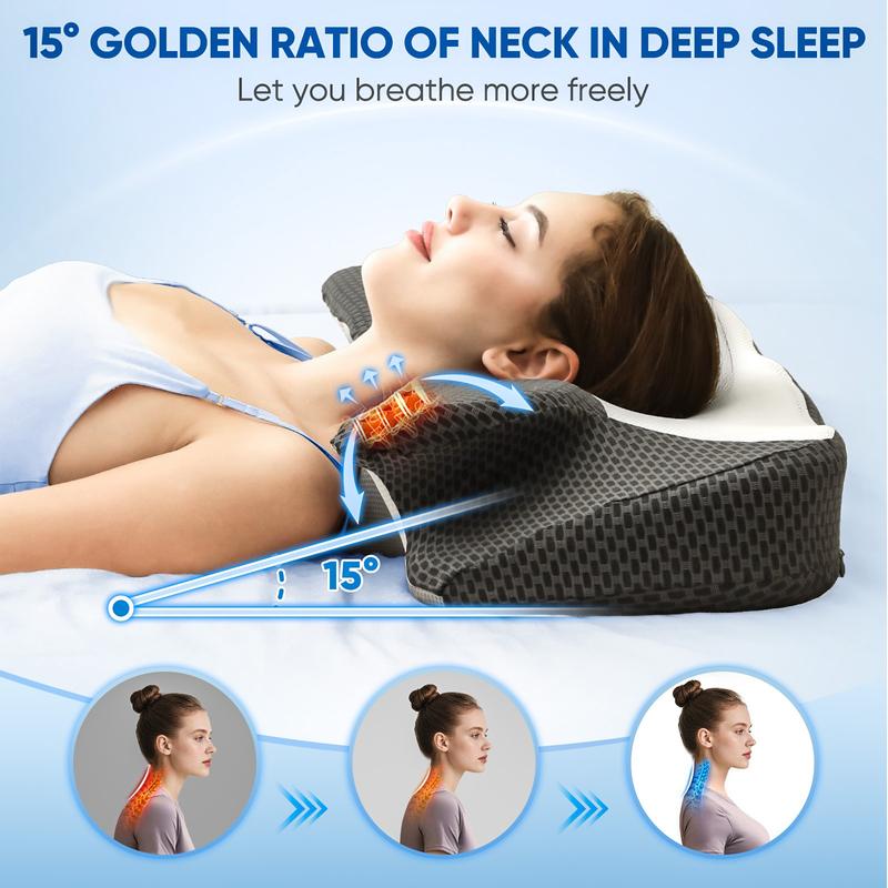 28" Extra Wide Ultra Comfortable Neck Pillow, 2 Contoured Heights for Side Sleepers, High-Quality Ergonomic Memory Foam Pillow for Sleeping, Washable and Breathable Cover, Suitable for Back and Stomach Sleepers, Valentine's Day